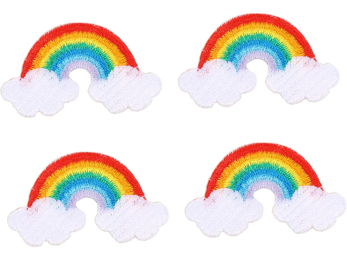 De 4 Apliques Bordados Arco Íris, Autoadesivos Para Decoração De Roupas E Acessórios, Apliques De Poliéster, Fáceis De Gokoco