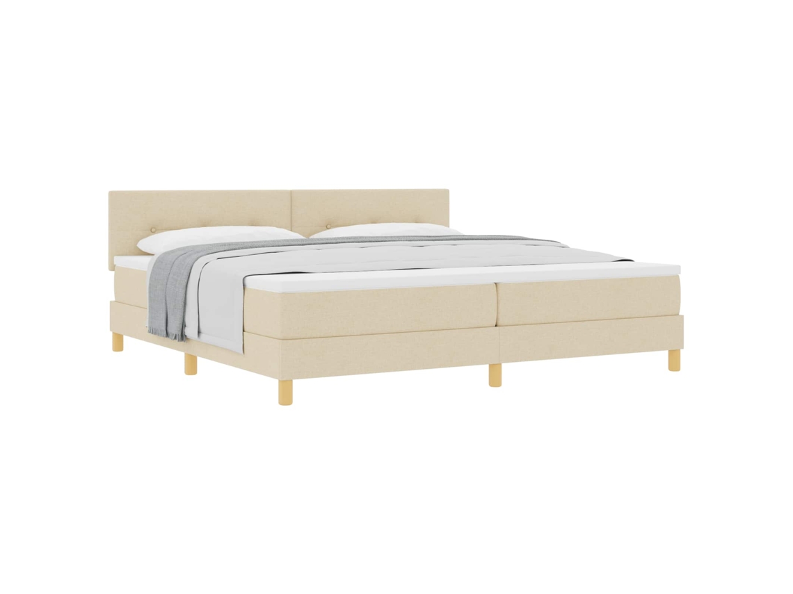 Cama Box com Colchão com Cabeceira Creme Tecido MAISON EXCLUSIVE 200x200 cm
