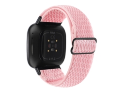 Bracelete de Nylon Ajustável Padrão de Onda para Fitbit Versa 3/Versa Sense Rosa