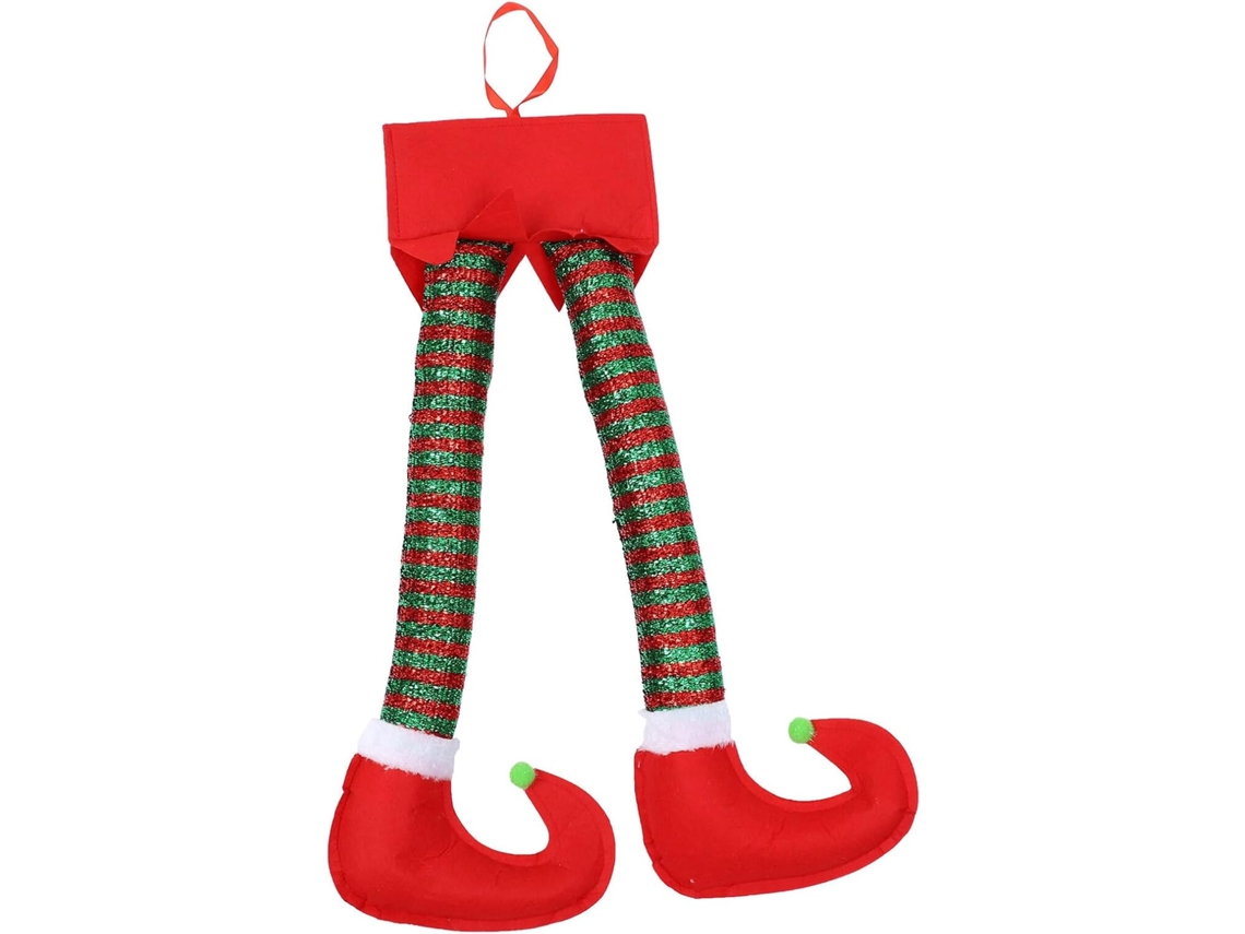 Enfeite Natal Formato Perna Árvore Divertido Criativo Pendurar Janela Porta Ambiente Interno Elfo GOKOCO
