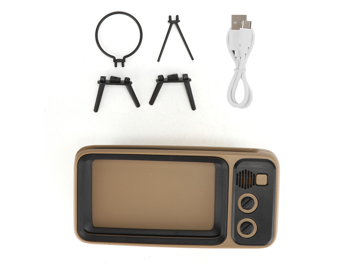 Alto-falante Bluetooth retrô com suporte para telefone, som HD de 80 Hz a 20 kHz, bateria de 1500 mAh. | S/MARCA