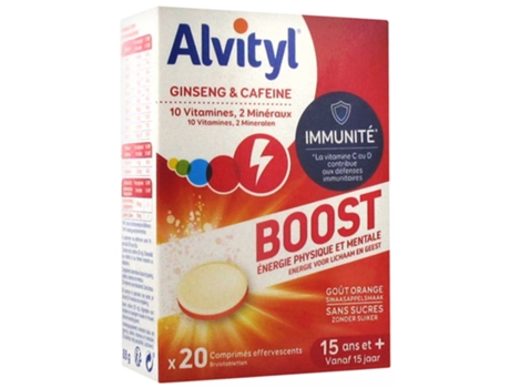 Boost Ginseng e Cafeína 20 comprimidos efervescentes ALVITYL