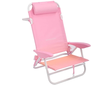 Cadeira de praia de alumínio multiposições em rosa marshmallow