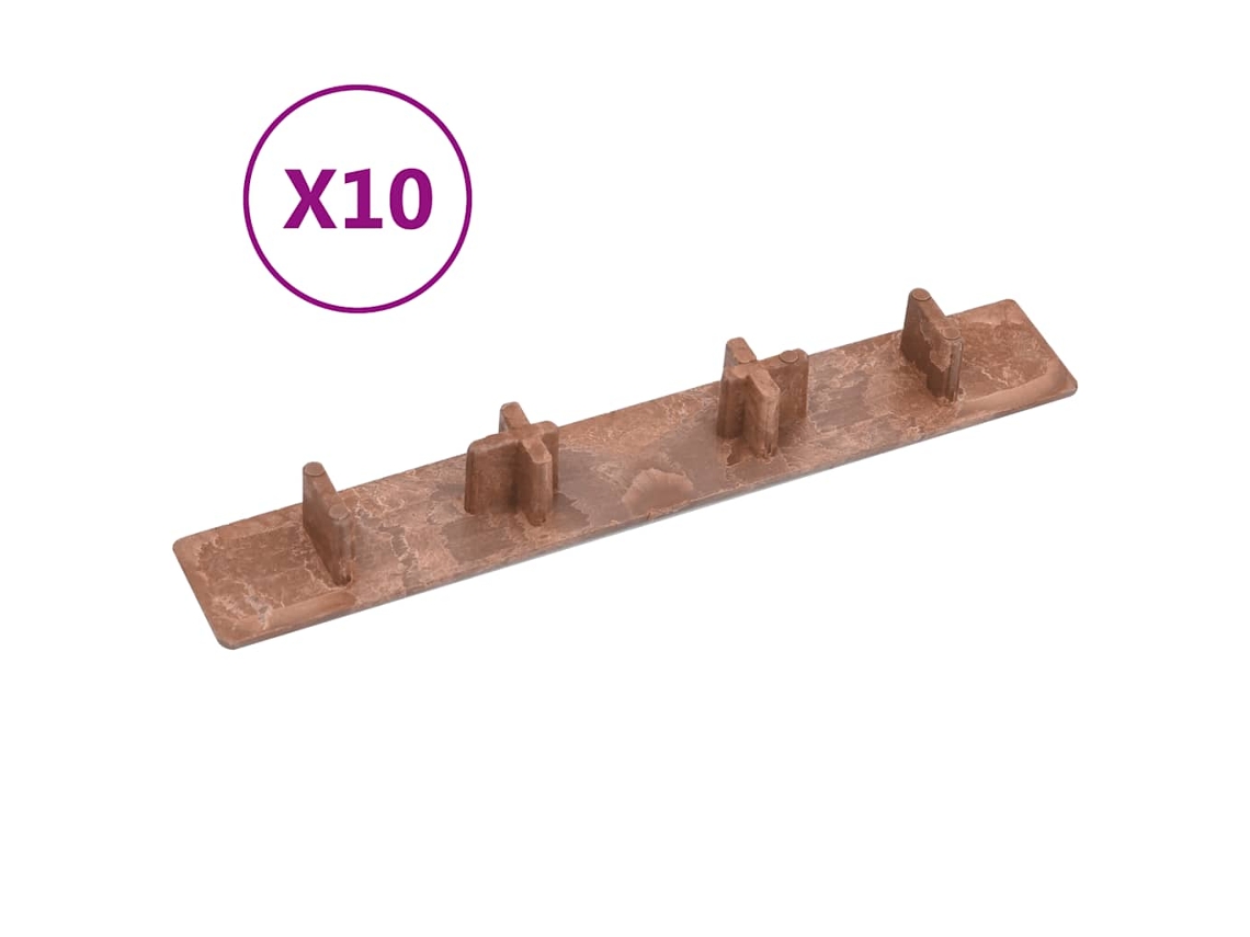 Vidaxl Tampas Para Extremidades De Pavimento 10 Pcs Plástico Castanho