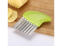 Omni-ferramenta Multifuncional Linjou Para Cortar Em Onda De Aço Inoxidável Com Cabo De Plástico Para Verduras E Frutas (verde)