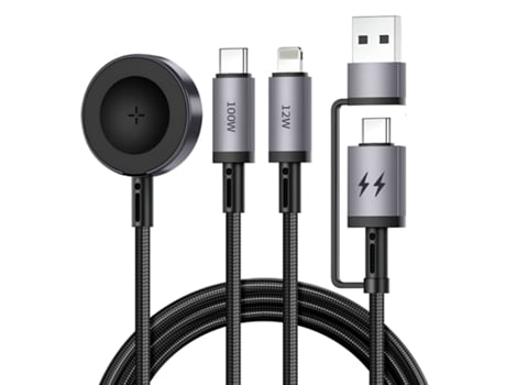 Cabo 5 Em 1 100w Usb C, Iphone Lightning, Apple Watch 1m Preto Wiwu
