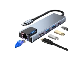 Adaptador Multiporta Usb C Hub 5 Em 1 Usb C Docking Station, 4k Hdmi, Rj45 Ethernet, Usb3.0, 100w Pd, Compatível Macbook Pro Etc Preto Bestvite