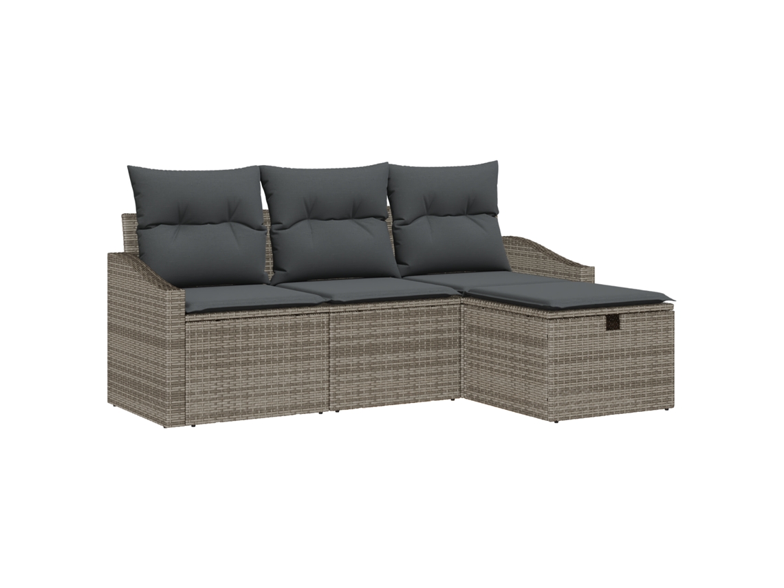 Conjunto 4 Móveis De Jardim Vidaxl Cinzento Vime Pe (178 X 117 X 85 Cm)