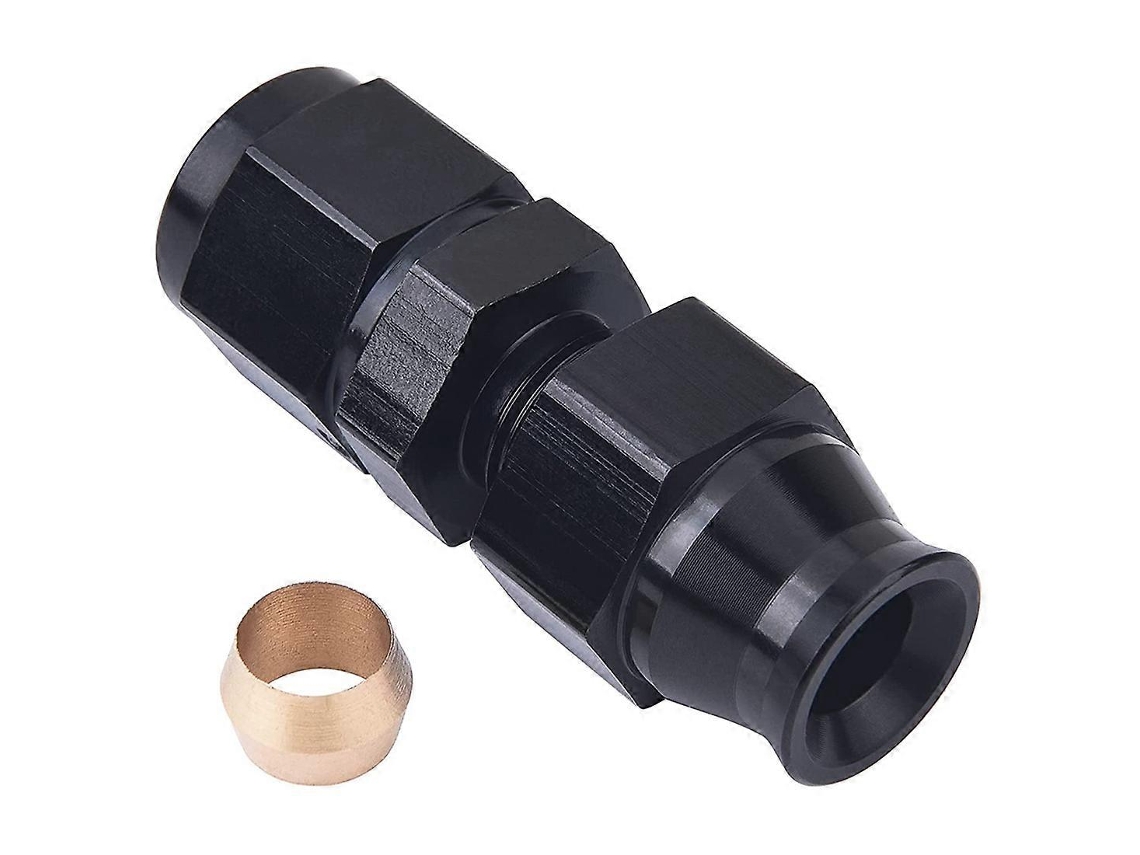 6an Female Flare To 5/16inch Fuel Hardline Tube Fitting Adapter Connector Aluminum Alloy Preto Anodized Straight (5/16)