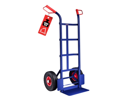 Carrinho De Mão Dobrável Com Rodas Pneumáticas, Plataforma Reforçada, Carga Máxima 200 Kg, Azul, Pegas Ergonômicas Dasck