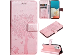 Capa Fólio Cartões Fecho para Samsung Galaxy A53 5G HONGWE. Pele Sintética Magnética Rosa