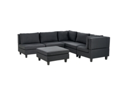 Sofá de canto modular com repousa-pés BELIANI Unstad de Poliéster Preto 228x228x72