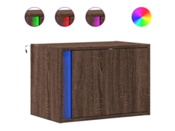 Conjunto de 2 Mesas Cabeceira de Parede com Luzes Led Carvalho Castanho MAISON EXCLUSIVE (40x30x30 cm)