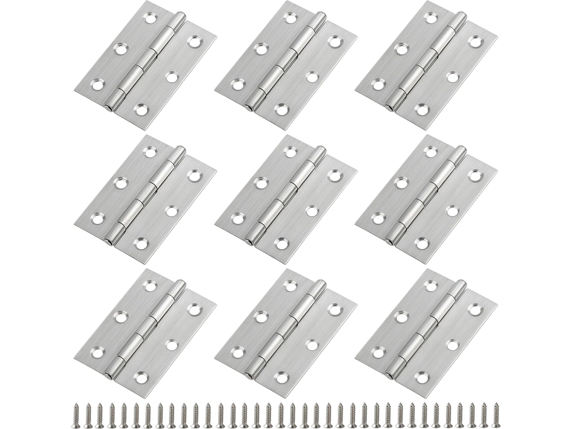 Conjunto De 9 Dobradiças Dobráveis Em Aço Inoxidável Para Armários, Portas De Madeira E Pequenos Gabinetes Dobradiças