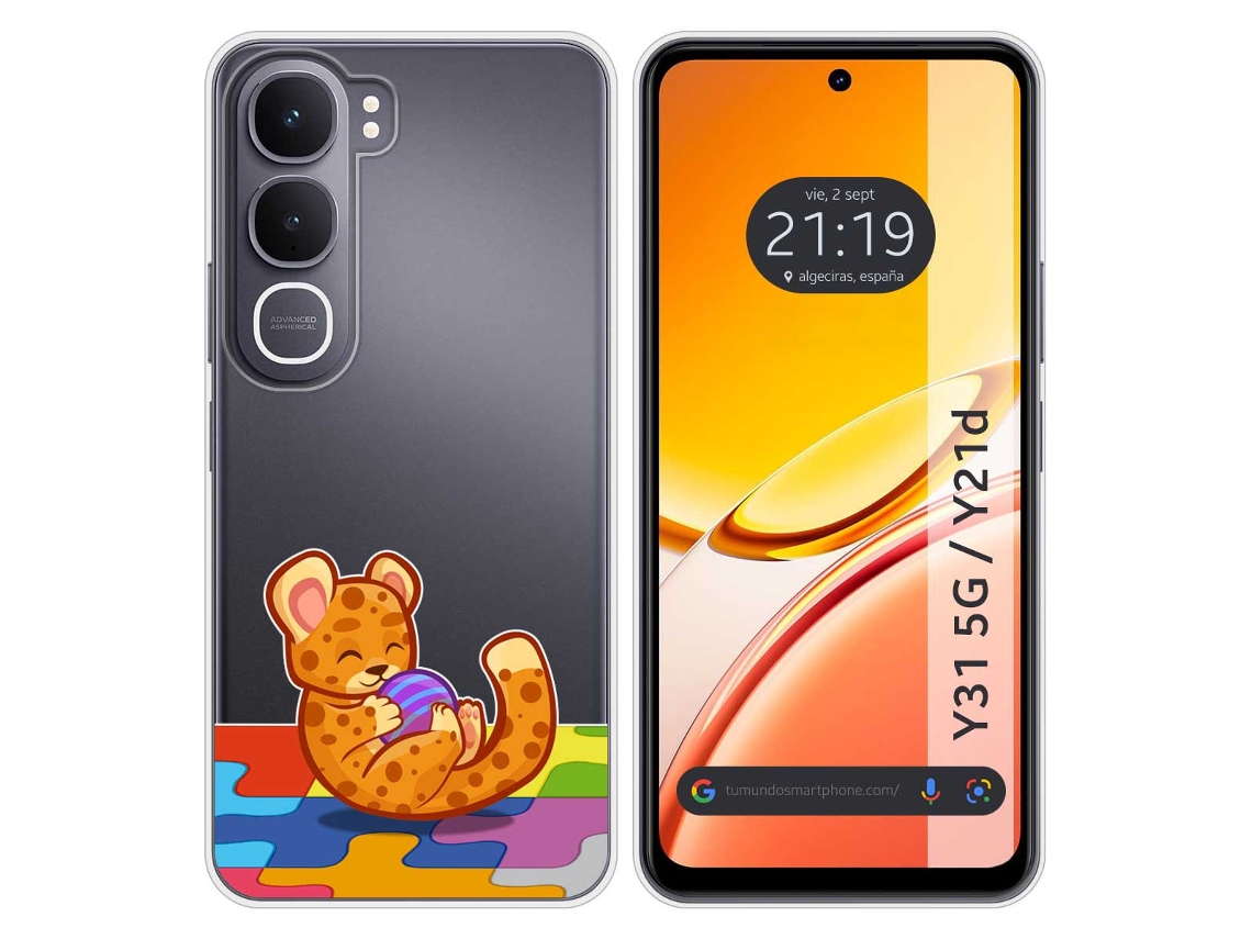 Capa Tumundosmartphone De Silicone Transparente Para Vivo Y31 5g / Y21d Com Estampa De Leopardo