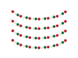 Guirlanda de Bola de Feltro de Natal, 4 Pacotes, Vermelho, Verde, Branco, 2m