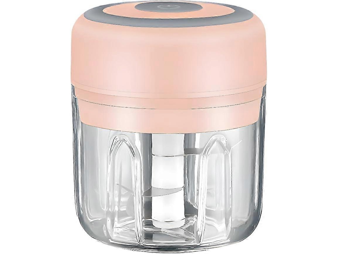 Rosa Mini Processador Elétrico De Alimentos E Picador De Alho 250 Ml, Carregamento Usb, 3 Lâminas Perfeito Para Picar Aquaforge