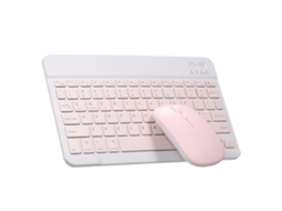 Teclado E Mouse Portátil Bt De 10 Polegadas Combo 78 Teclas Recarregável Velocidade De 3 Marchas Rosa