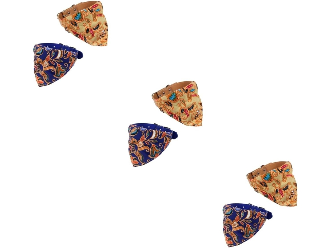 Conjunto De 6 Peças Babador Triangular Algodão Popetpop Animais Estimação, Coleiras Filhotes, Acessórios