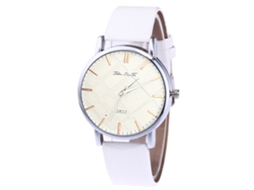 Reloj De Cuarzo Analógico Con Correa De Cuero Pu Unisex (blanco)