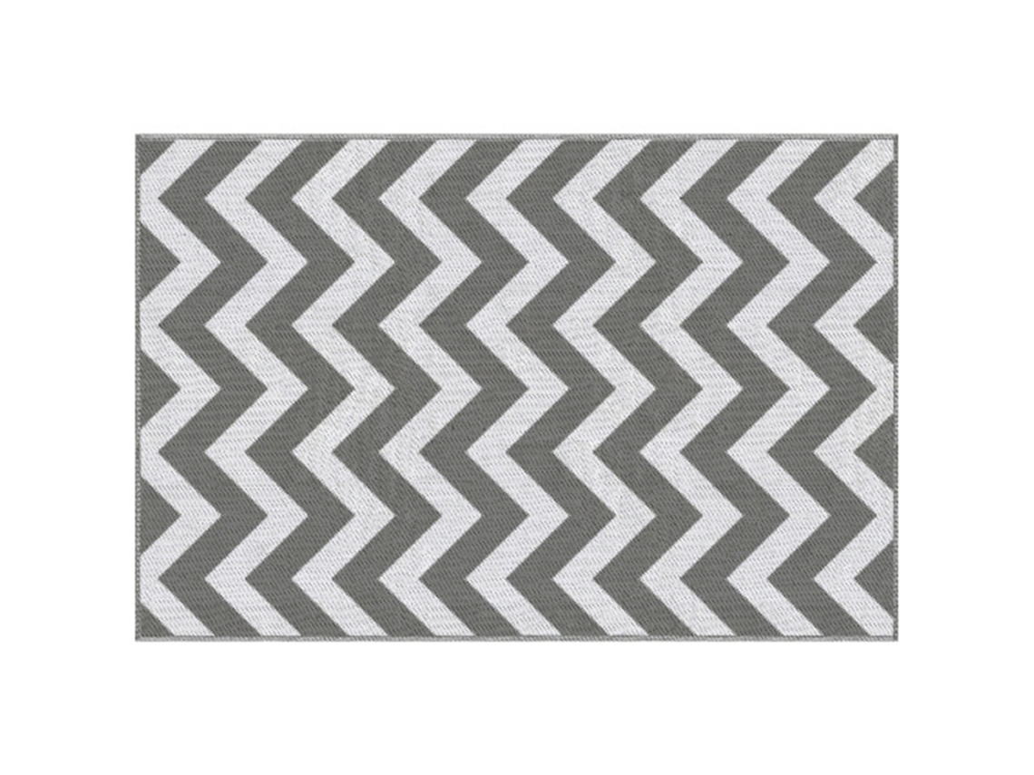 Tapete para Exterior, Tapete de Plástico Impermeável, 121x182 Cm, Cinzento Claro + Branco, Adequado para Varandas. BAGOLY