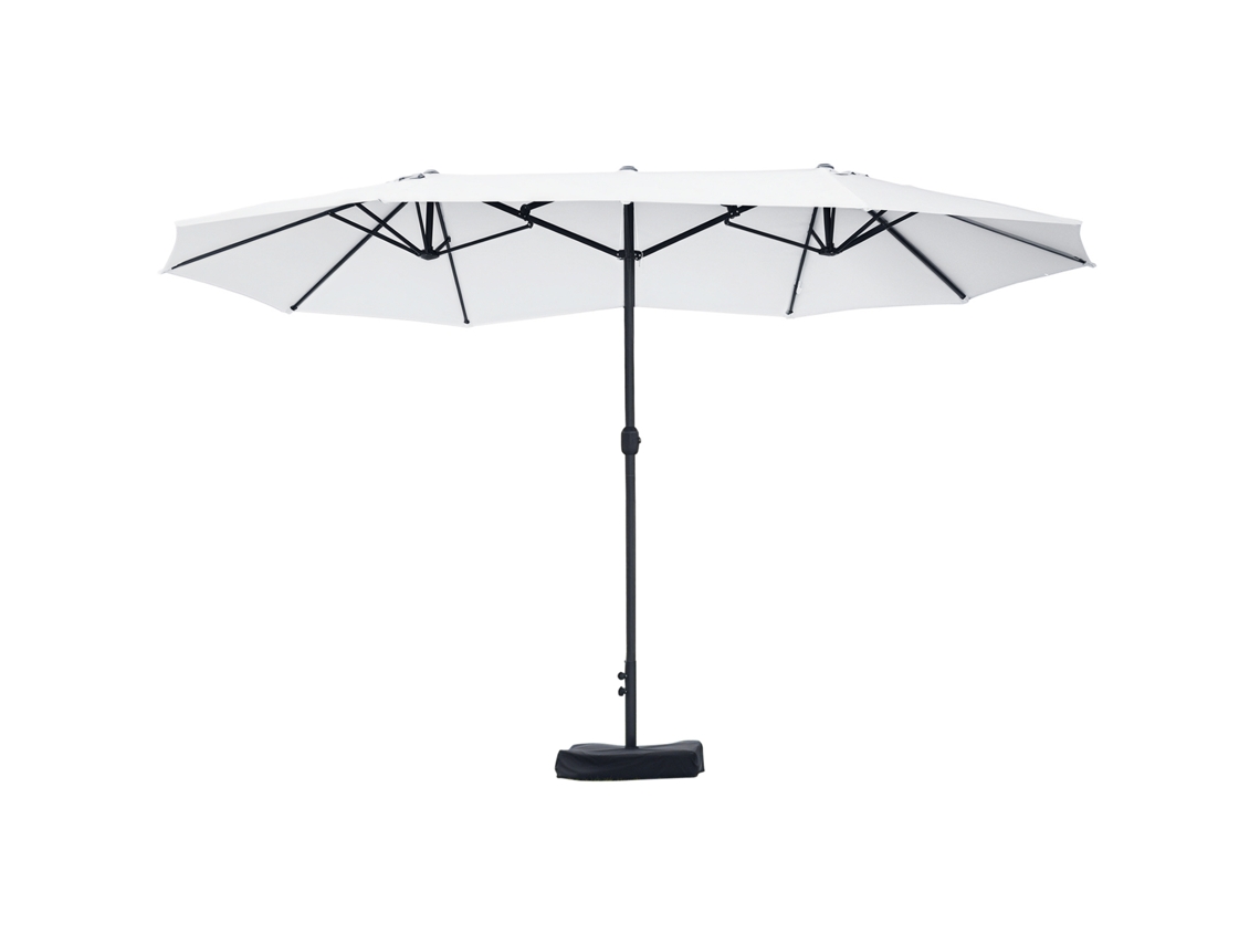 Ombrellone Doppio 12 stecche, base a croce, manovella, 455x265x238 cm, beige, ZENCORE SERVICES