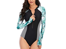 Fato De Banho Feminino De Manga Comprida Para Surf E Mergulho Com Proteção Solar