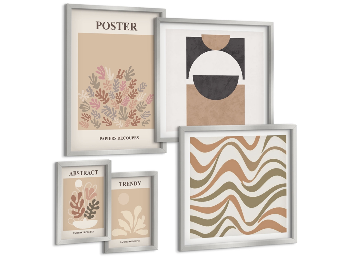 Conjunto De Pinturas Abstrações Vegetais Estilosas Espelharte (5 Peças)