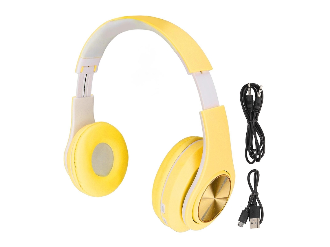 Fones De Ouvido Bluetooth Com Cancelamento De Ruído, Dobráveis, Sem Fio, Com Luz Colorida Para Celular E Laptop Ly Ebike (amarelo)