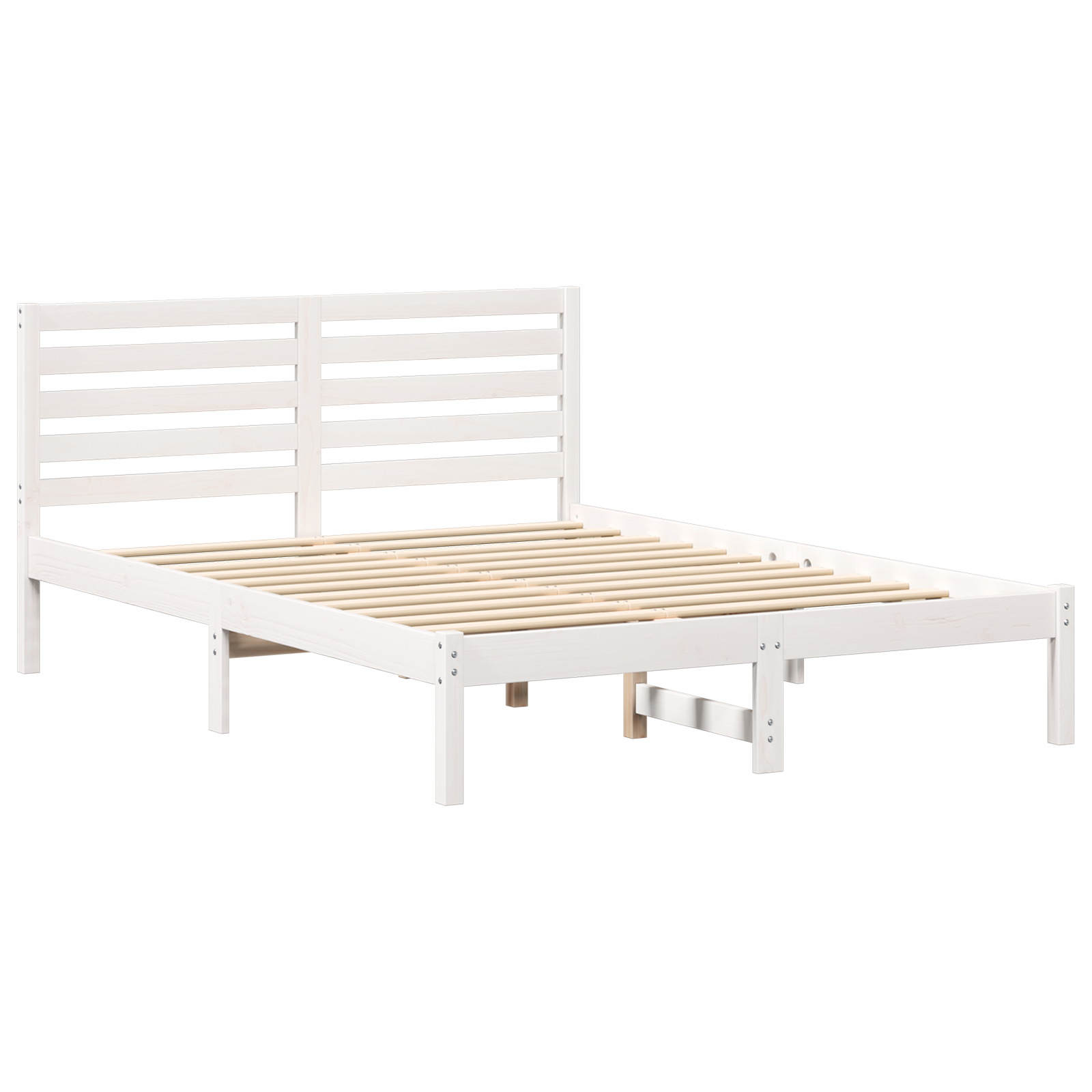Conjunto 1 Estrado De Cama Plataforma Vidaxl Branco Madeira De Pinho Maciça (140 X 190 Cm)