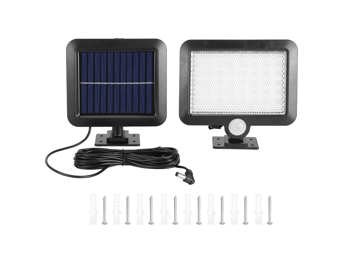 Luz Solar Multifuncional 56led com Sensor de Movimento Painel Separado para Jardim e Exterior