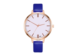 Relógio de Pulso Feminino de Quartzo Zhoulianfa com Pulseira Pu Mostrador Redondo Azul