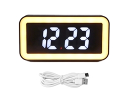 Despertador Digital Rectangular Con Carga Sem Fio E Usb, Tela Led Grande Para Quarto, Preto