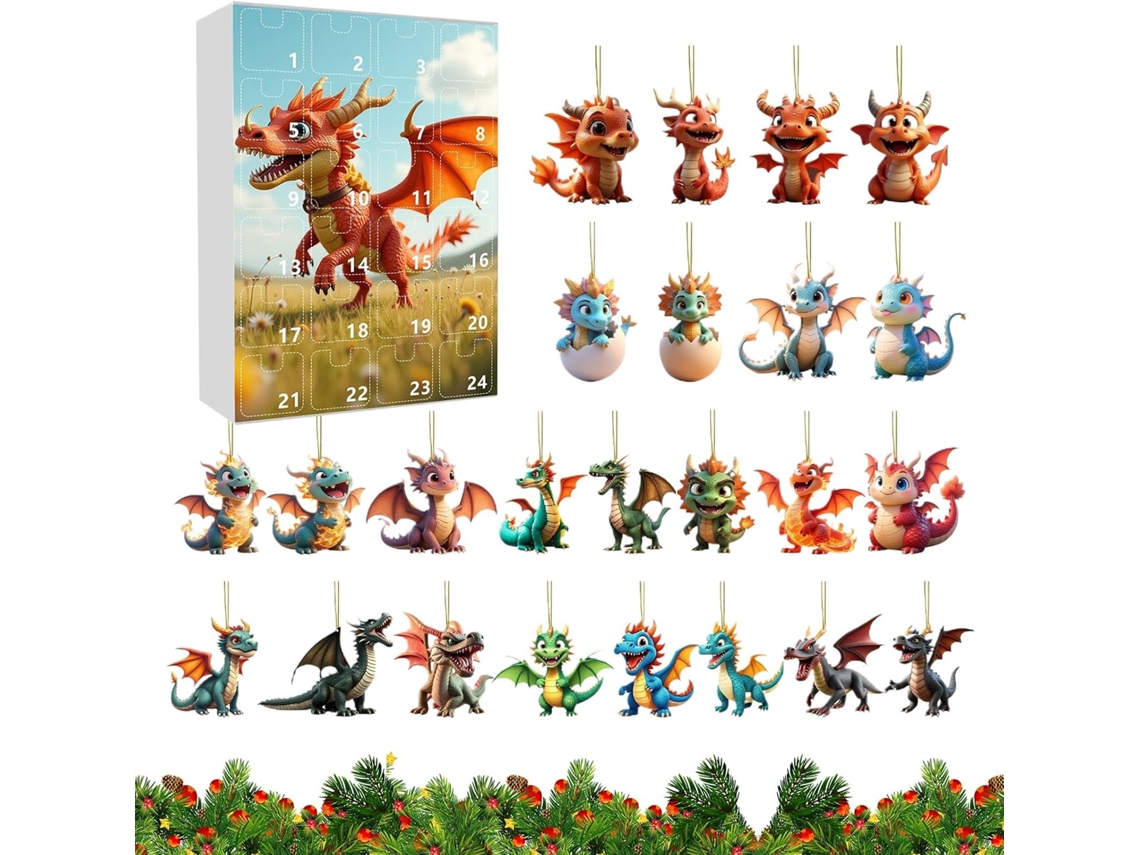 Pingente Plano 2d Em Acrílico, Calendário Do Advento De Dinossauros, Contagem Regressiva Para O Natal, Mochila