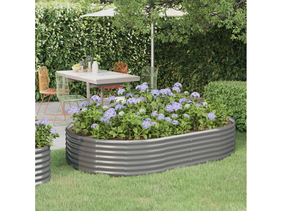 Garden Raised Bed, Garden Raised Beds Vidaxl Cinzeto Aço (214 X 140 X 36 Cm)