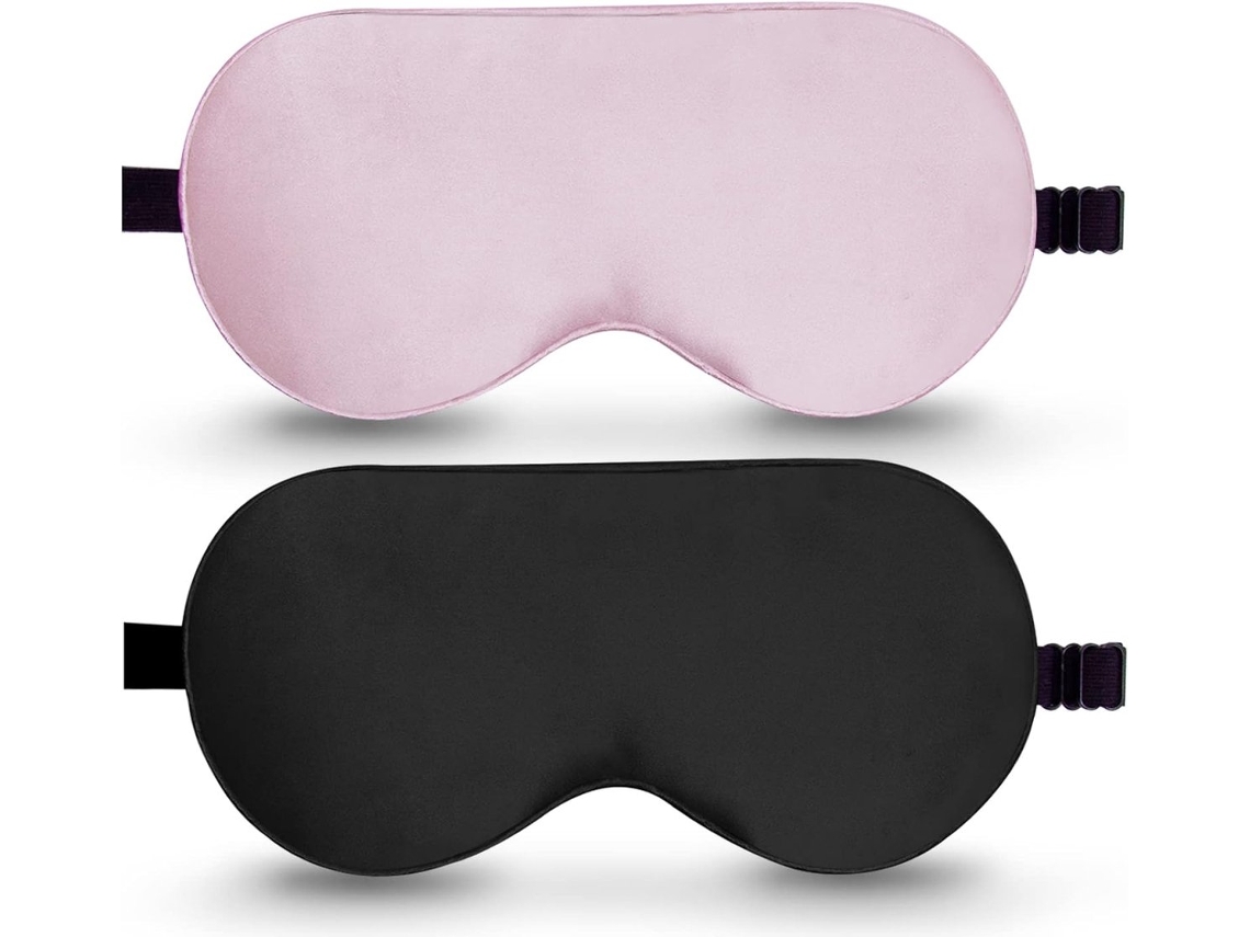 Conjunto de 2 Máscaras de Dormir de Seda 100% Pura e Natural com Alças Ajustáveis para o Verão AQUAFORGE