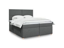 Vidaxl Cama Com Molas/colchão 200x200 Cm Tecido Cinzento-escuro