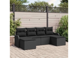 Vidaxl Conjunto De Sofá De Jardim 6 Unid. Preto Vime Pe