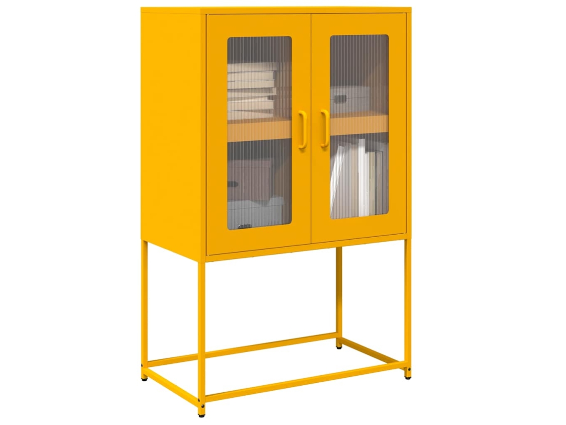 Aparador Alto 68x39x107 cm Acero Amarillo Mostaza