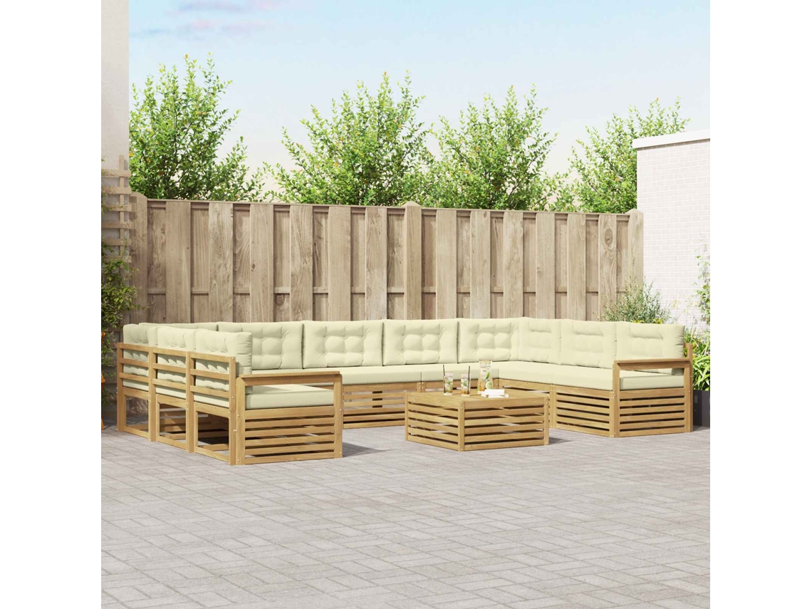 Vidaxl Conjunto De Sofás Para Exterior 10 Unid. Branco E Creme