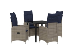 Conjunto de Jantar para Jardim 5 Pcs Preto Vime Pe MAISON EXCLUSIVE