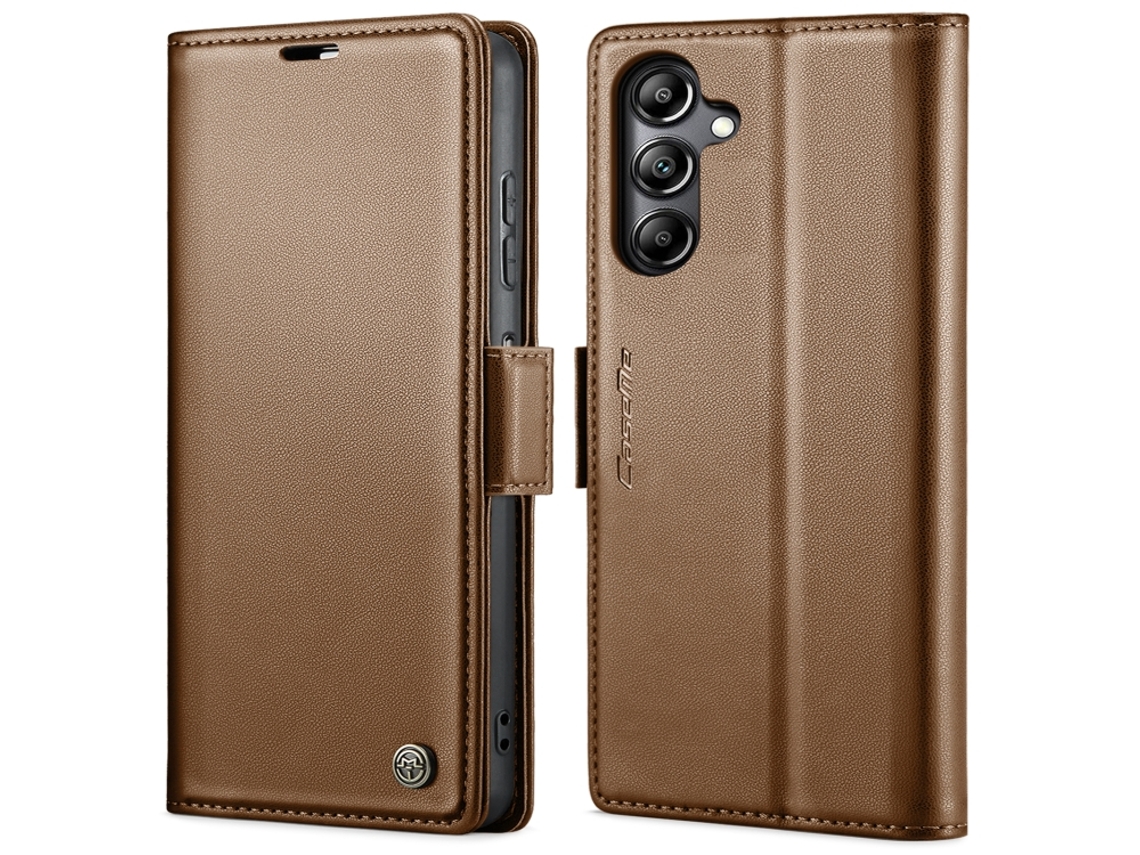 Capa Para Samsung Galaxy A05s Borboleta Fivela Litchi Textura De Telefone De Couro Rfid Antirroubo Marrom