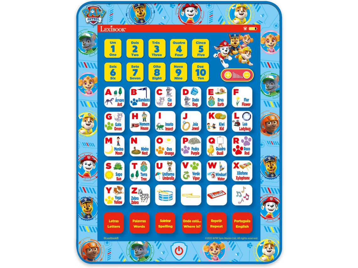 Tablet PAW PATROL Educativa Bilingue Patrulha Pata
