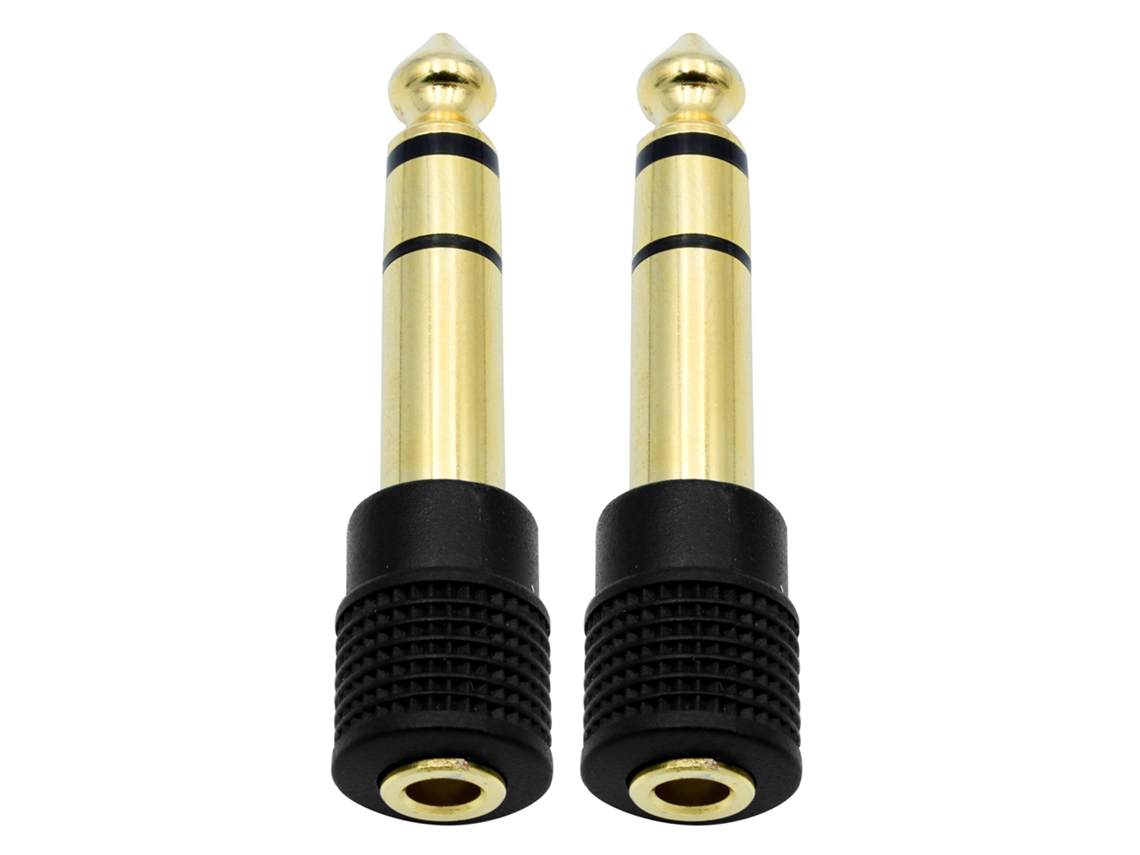 Adaptador de Áudio 6,35 Mm Macho para Fone Estéreo 3,5 (1/8), Banhado a Ouro, 2 Unidades, AQUAFORGE