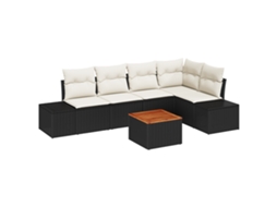 Conjunto 6 Conjunto De Sofá De Jardim Vidaxl Preto Vime Pe (264 X 154 X 69 Cm)