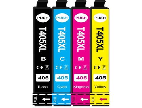Cartuchos De Tinta 405xl Bybeiby Compatível Com Epson Pacote De 5 Preto, Ciano, Magenta, Amarelo