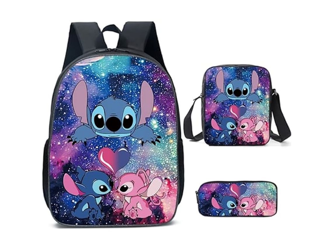 Mochila Stitch Conjunto De 3 Mochilas Infantis Com Lancheira E Estojo Para Lápis, Ideal Escola, Atividades Ao Ar Livre, Viagens Aquaforge