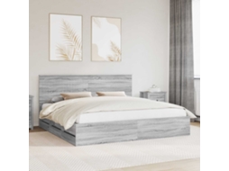 Vidaxl Estrutura Da Cama Com Gaveta Cinza Sonoma 200 X 200 Cm