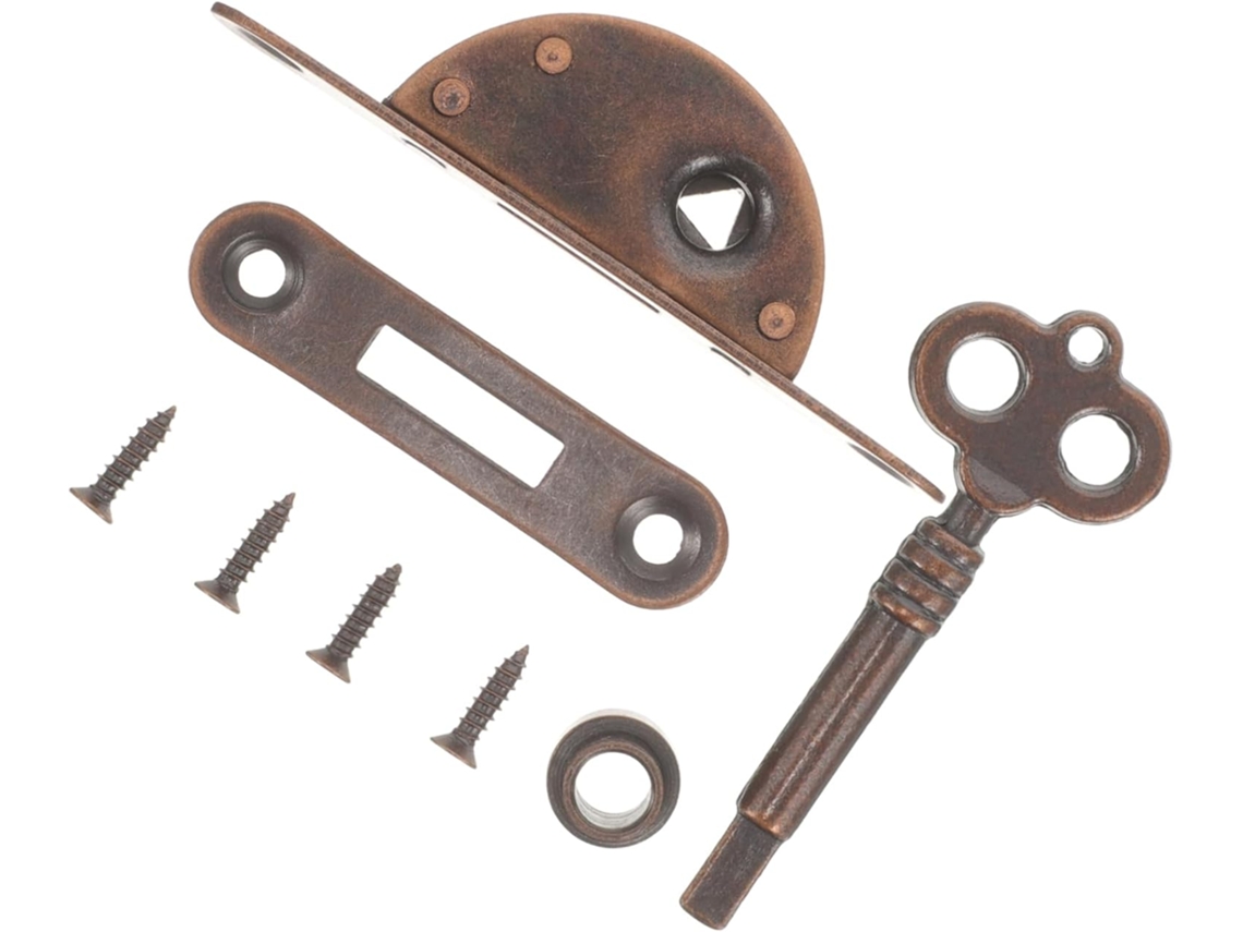 Fechadura De Ferro Antiga Semicircular Para Móveis, Com Chave,