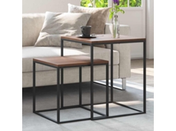 Vidaxl Conjunto De Mesas De Centro 2 Pcs Derivados De Madeira E Metal